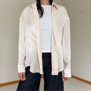 NEW Zara Light Beige Satin Blouse